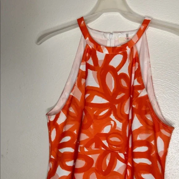 Trina Turk Orange & White Painterly Floral Halter Dress - Picture 5 of 15